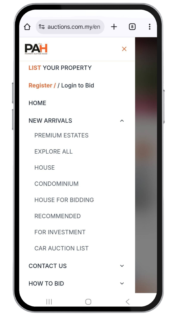Phone screenshot showing bidding steps - 2