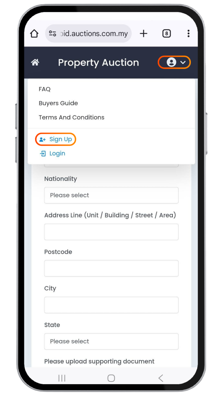 Phone screenshot showing bidding steps - 3