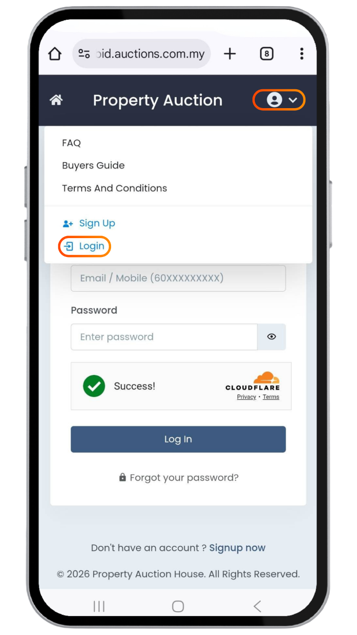 Phone screenshot showing bidding steps - 4