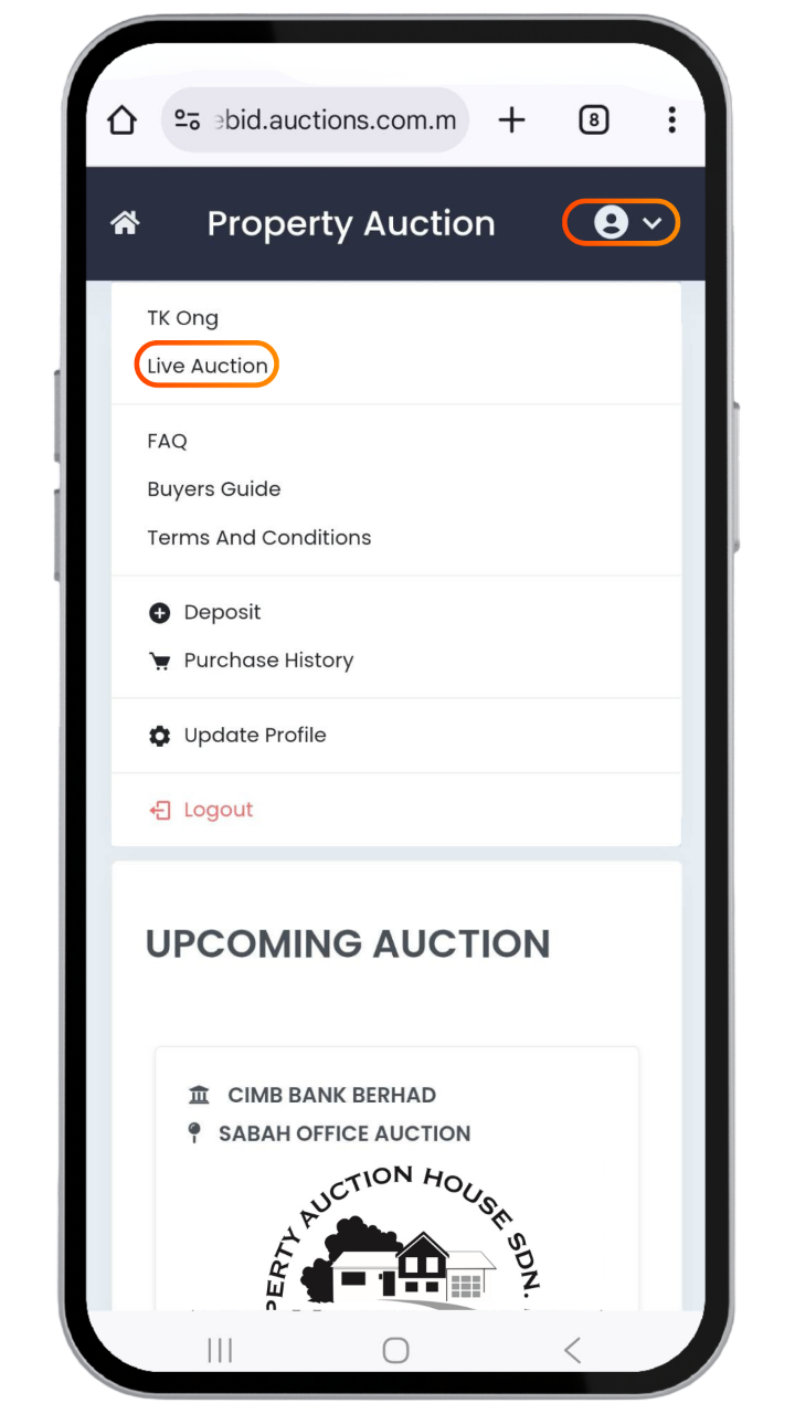 Phone screenshot showing bidding steps - 6